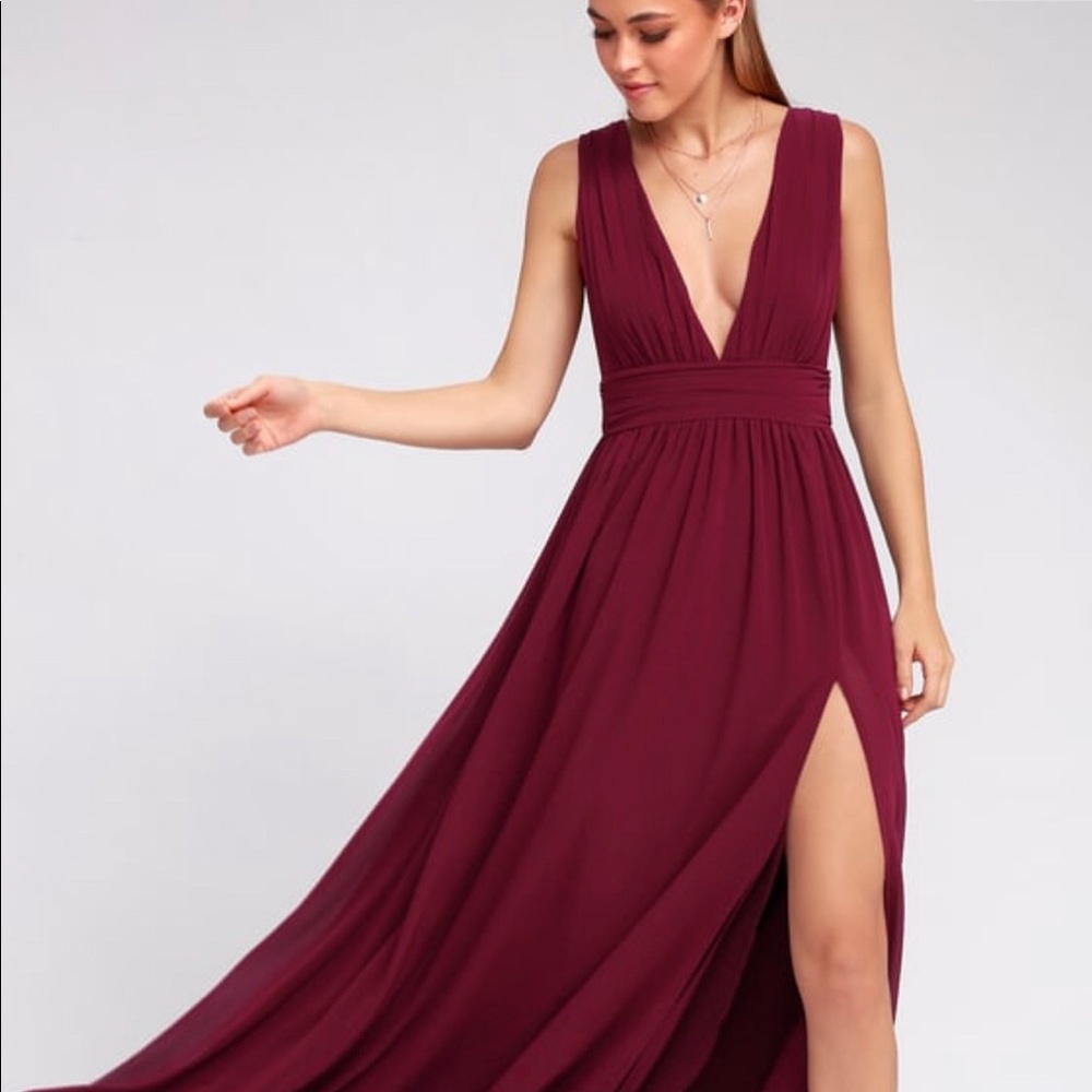 LuLu’s Heavenly Hues Burgundy Maxi Dress